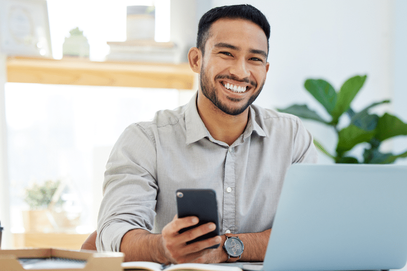 Patient attending a virtual orthodontic consultation from home at Advanced Orthodontics in Mercer Island, Washington